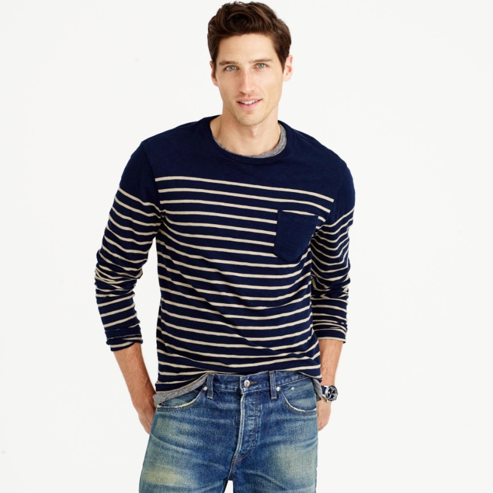 J CREW NAUTICAL ENGINEERED-STRIPE LONG-SLEEVE